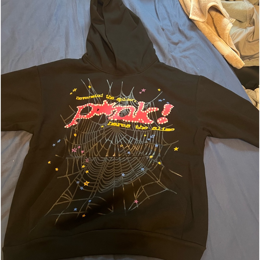 sp5der hoodie black p*nk